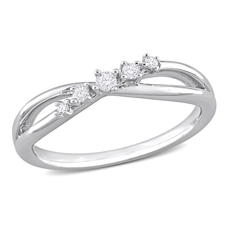 1/10 CT TW Diamond Criss-Cross Band in Sterling Silver
