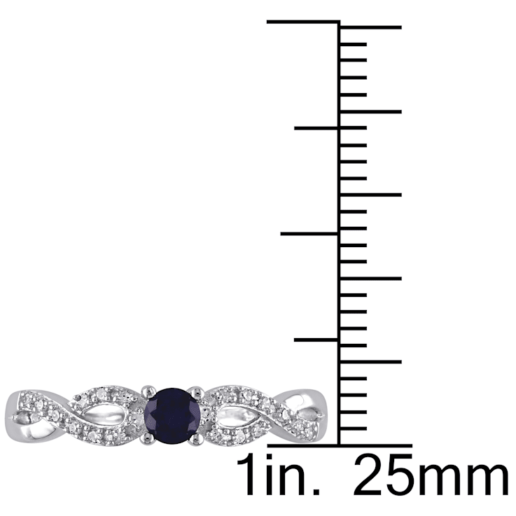 1/5 CT TGW Created Blue Sapphire and 1/10 CT TW Diamnond Infinity Ring
in Sterling Silver
