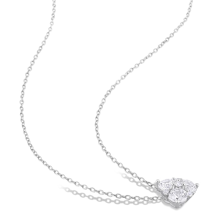 1 1/2 CT TGW Created White Sapphire Drop Pendant with Chain in Sterling Silver