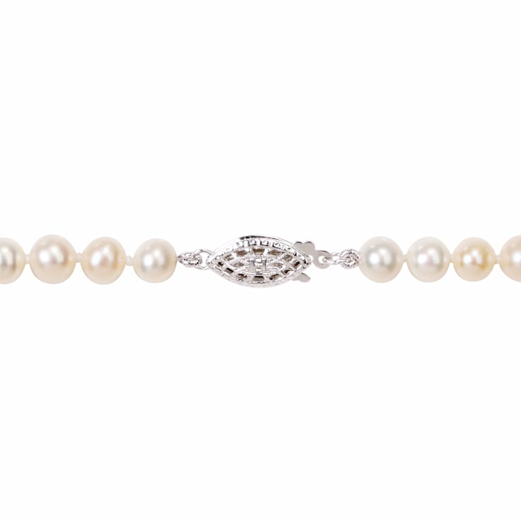 5 - 6 MM Freshwater Cultured Pearl 24" Strand with Sterling Silver Clasp