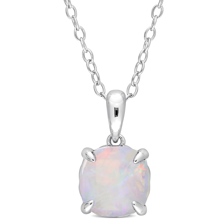 1 1/3 CT TGW Opal Solitaire Pendant With Chain in Sterling Silver