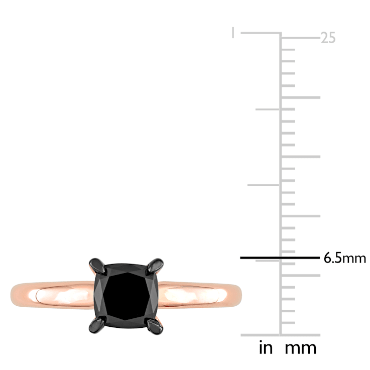 1 ct Black Diamond Solitaire Engagement Ring in 14K Rose Gold