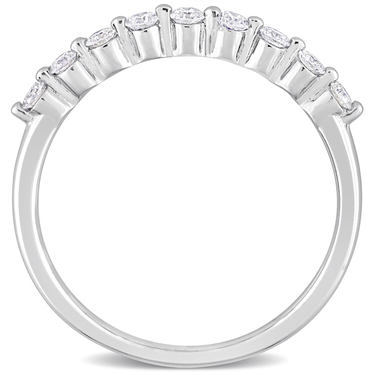 1/3 CT TGW Lab Grown Diamond Semi-Eternity Ring in Platinum Plated
Sterling Silver