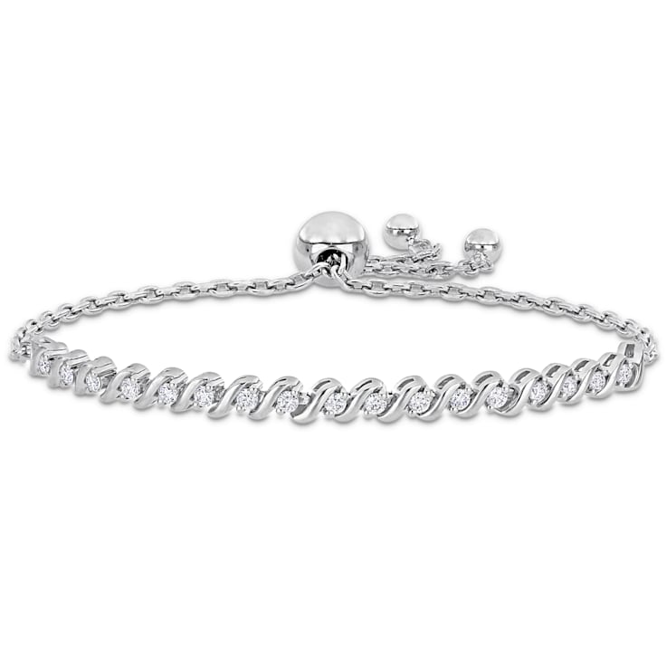 1/2 Ct DEW Created Moissanite S link Adjustable Bolo Bracelet in
Sterling Silver