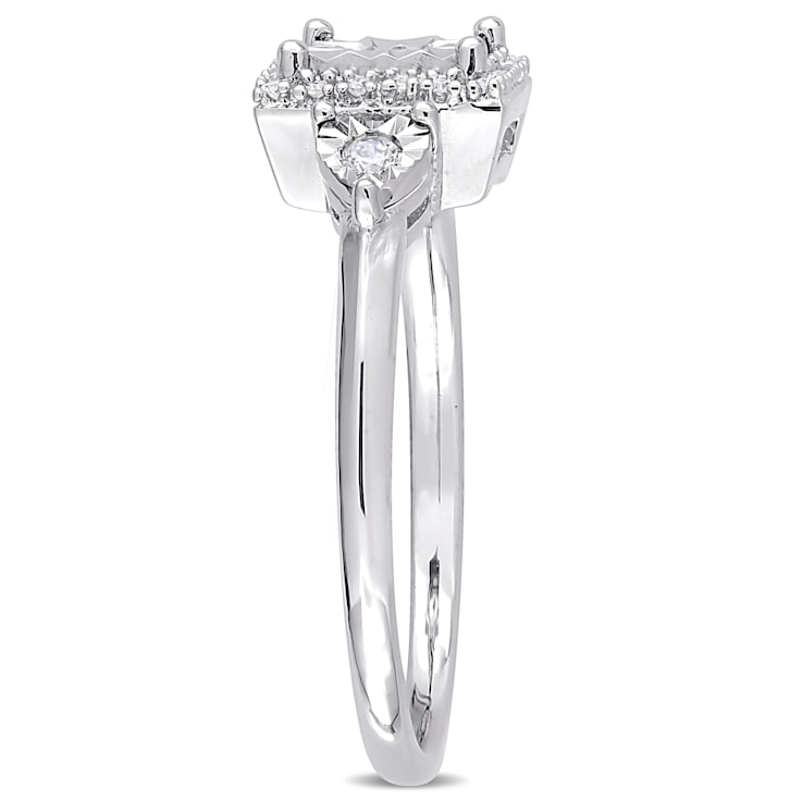 1/6 CT TW Diamond Halo Ring in Sterling Silver