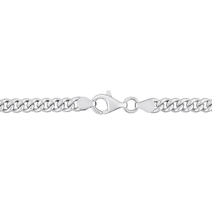 1 1/7 CT TGW Created Ruby Curb Link Chain Bracelet in Sterling Silver