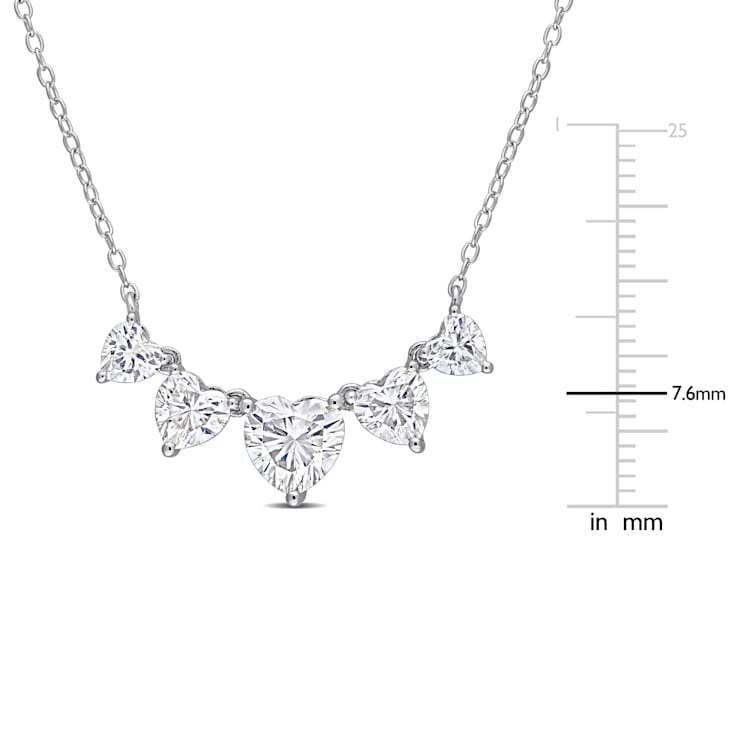 2 1/2 CT DEW Created Moissanite Multi-Heart Necklace in Sterling Silver