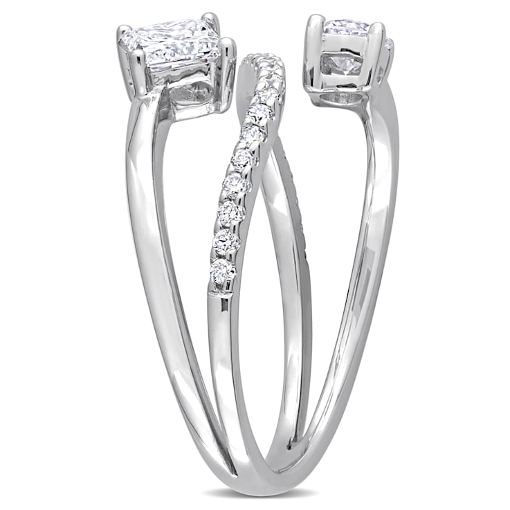 4/5 CT TGW Lab Grown Diamond 2-Stone Bypass Crossover Ring in 14K White Gold