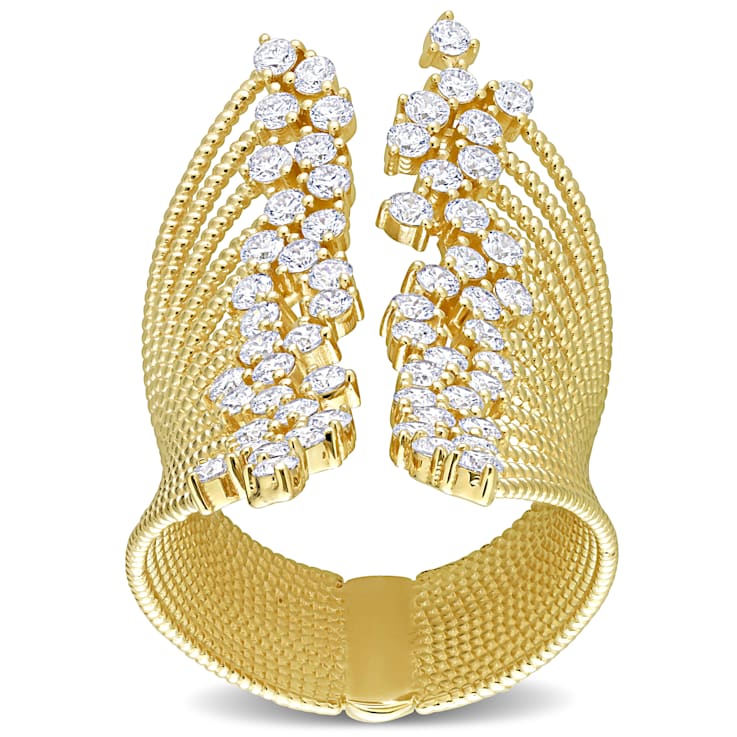 1 4/5 CT TW Diamond Multi-Row Open Cocktail Ring in 14K Yellow Gold