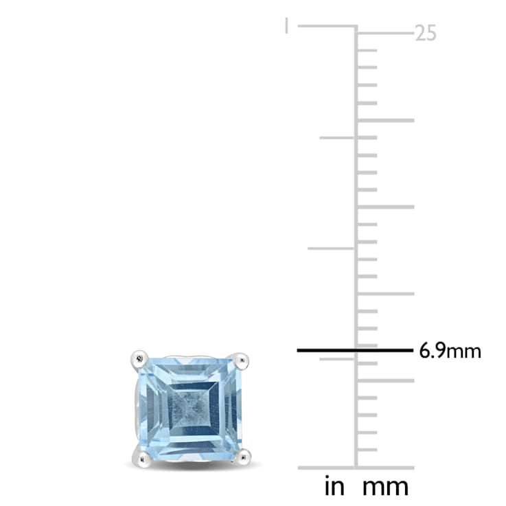 2 3/4 CT TGW Square Sky Blue Topaz Stud Earrings in Sterling Silver