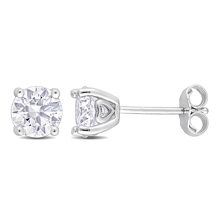 1 3/8 CT TGW Created Moissanite Stud Earrings in Sterling Silver