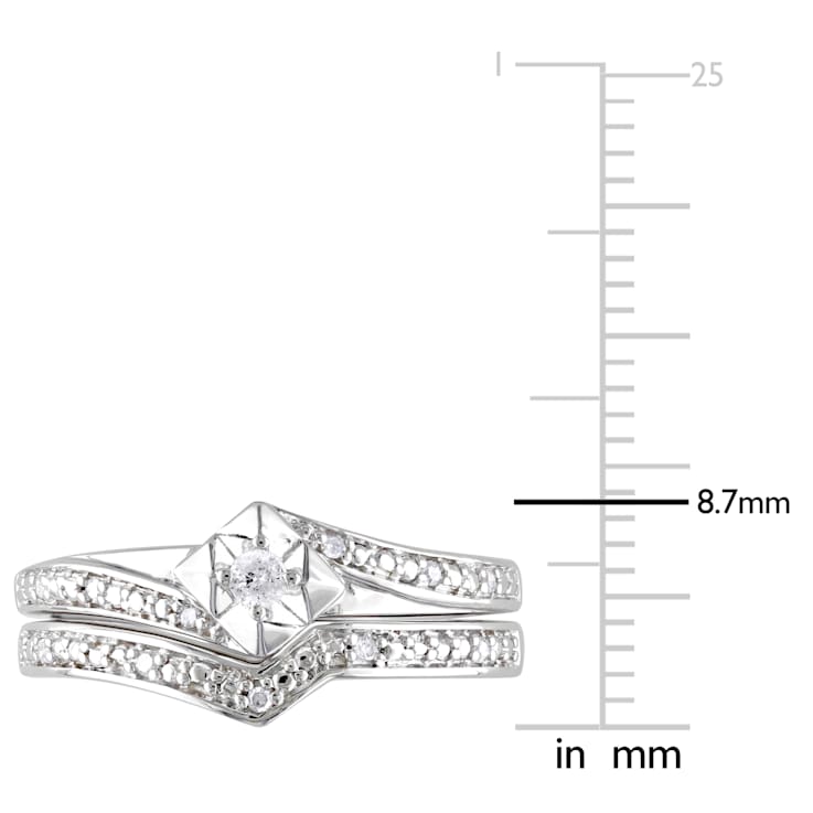 1/10 CT TW Diamond Chevron Bridal Set in Sterling Silver