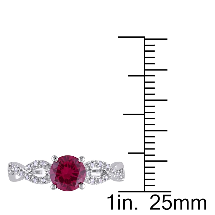 1 CT TGW Created Ruby and 1/10 CT TW Diamond Infinity Engagement Ring in
10K White Gold