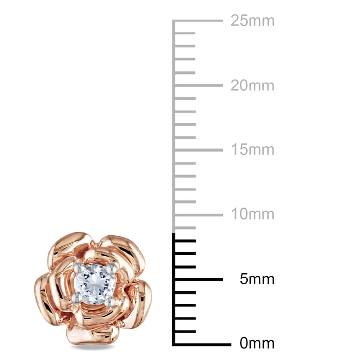 Created White Sapphire Flower Stud Earrings in Rose Plated Sterling Silver
