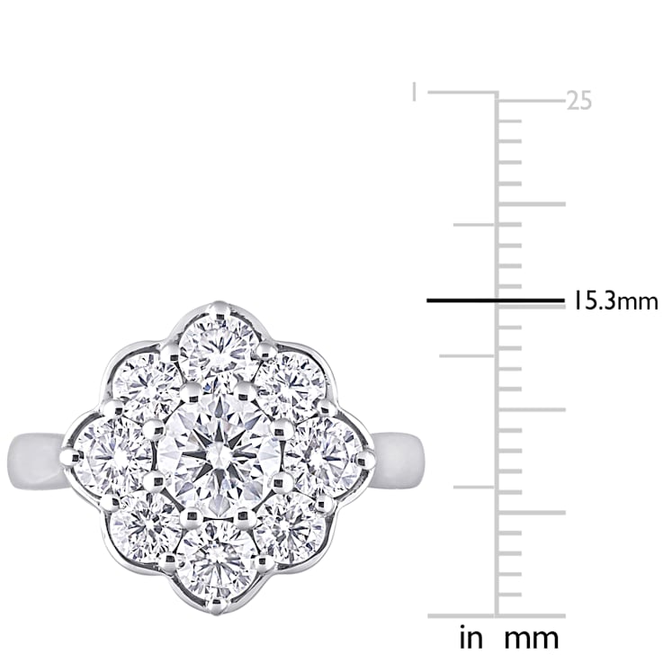 2-3/8 CT DEW Created Moissanite Floral Ring in 10K White Gold