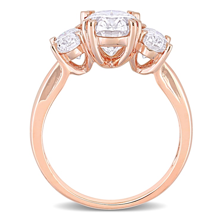 3 CT DEW Created Moissanite 3-Stone Engagement Ring in 10K Rose Gold