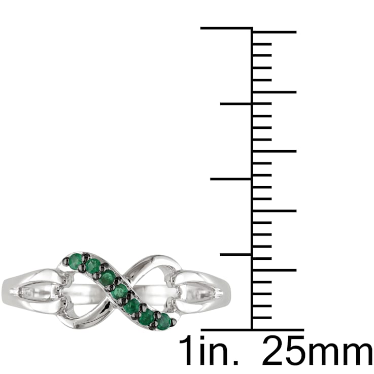 1/7 CTW Emerald Accent Infinity Ring in Sterling Silver with Black
Rhodium Plated