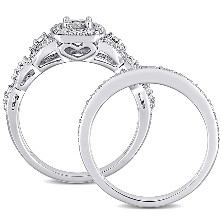 1/3 CT TW Diamond Vintage Bridal Set in Sterling Silver