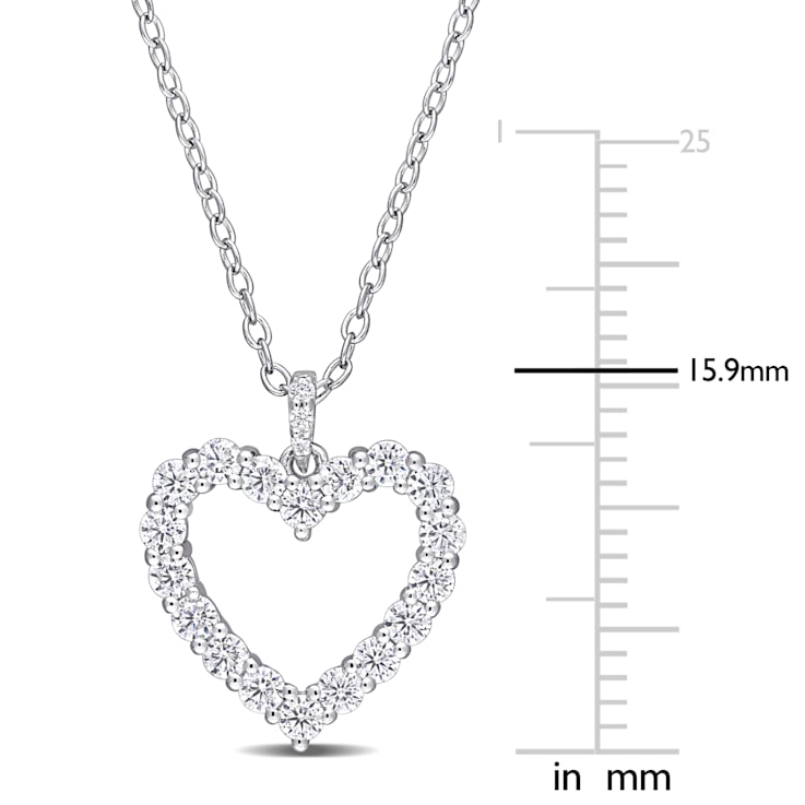 3/5 CT DEW Created Moissanite Open Heart Pendant with Chain in Sterling Silver