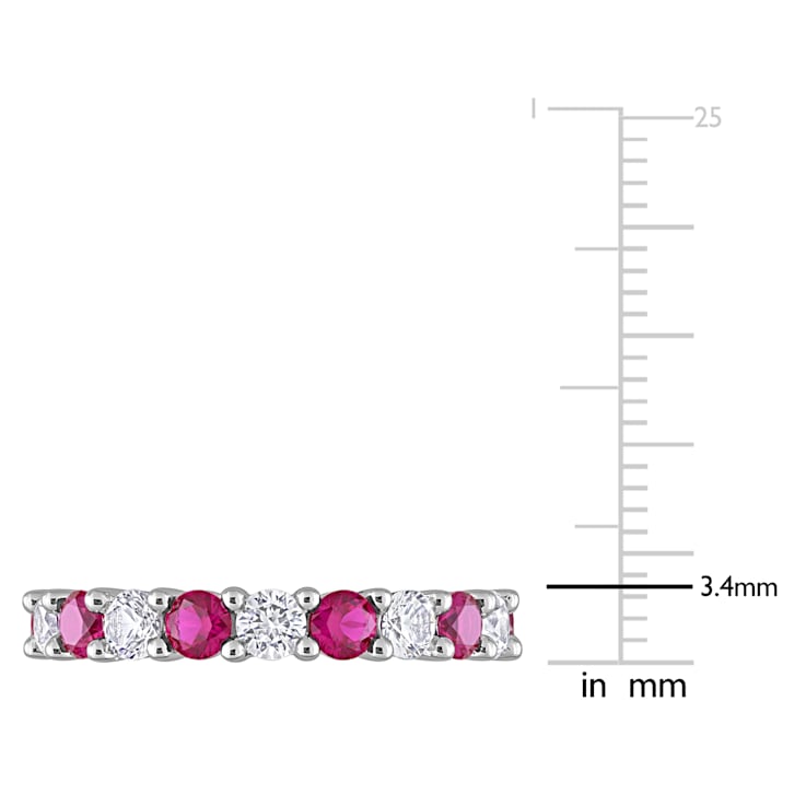 3 3/4 CT TGW Created Ruby and Created White Sapphire Full Eternity Ring
in Sterling Silver