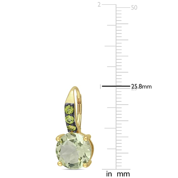 12-3/8ctw Green Quartz and Peridot Drop Earrings in Yellow Sterling
Silver with Black Rhodium