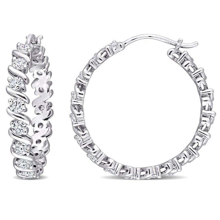 1 1/4 CT DEW Created Moissanite Hoop Earrings in Sterling Silver