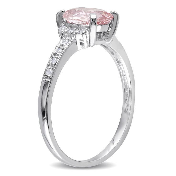 1 1/7 CT TGW Morganite and Diamond Accent Ring in Sterling Silver