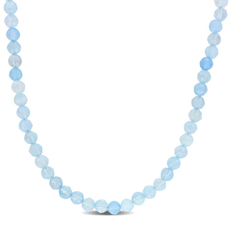 16 1/2 CT TGW Aquamarine Beaded Necklace with Sterling Silver Clasp