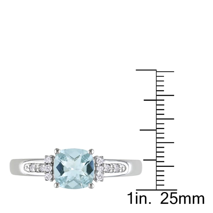 4/5 CT TGW Aquamarine and Diamond Accent Ring in Sterling Silver