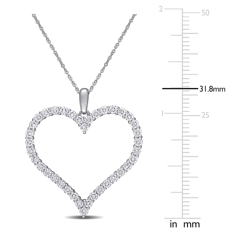 1 1/4 CT TGW Lab Grown Diamond Heart Pendant with Chain in 14K White Gold