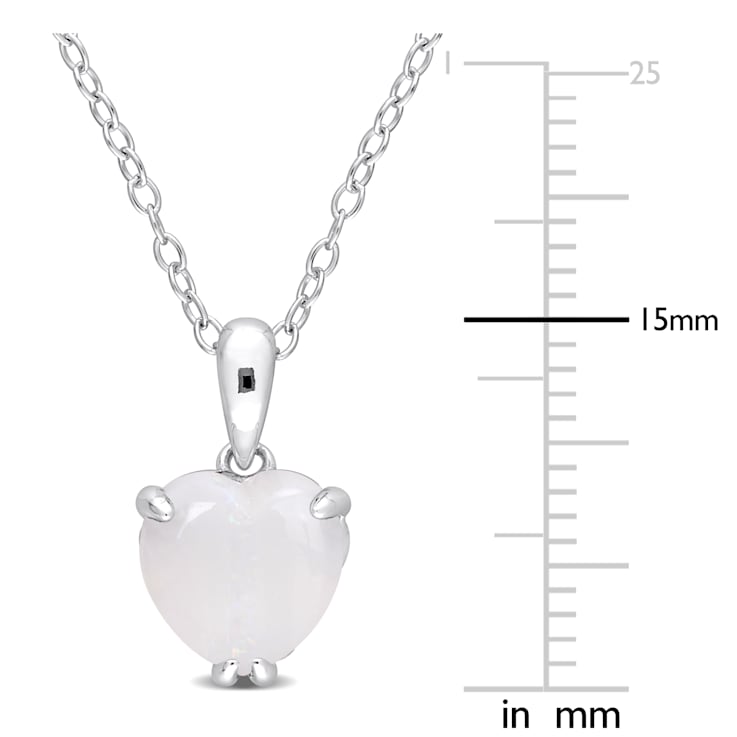 1 1/5 CT TGW Opal Solitaire Pendant With Chain in Sterling Silver