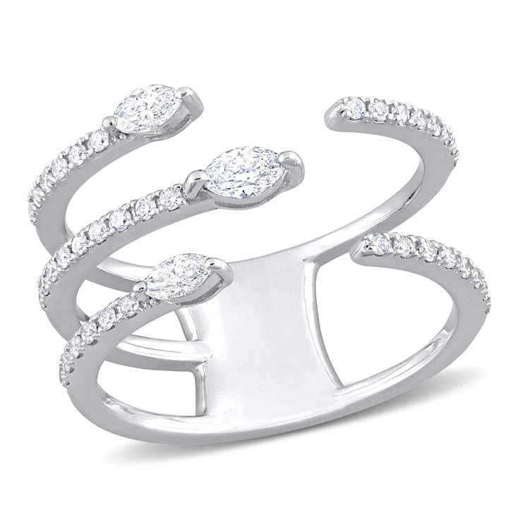 1/5 CT TW Diamond Coil Ring in 14K White Gold