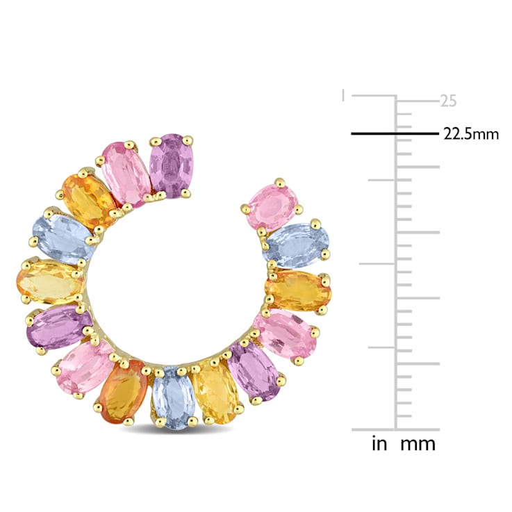 9 1/7 CT TGW Multi-Color Sapphire Earrings in 14K Yellow Gold