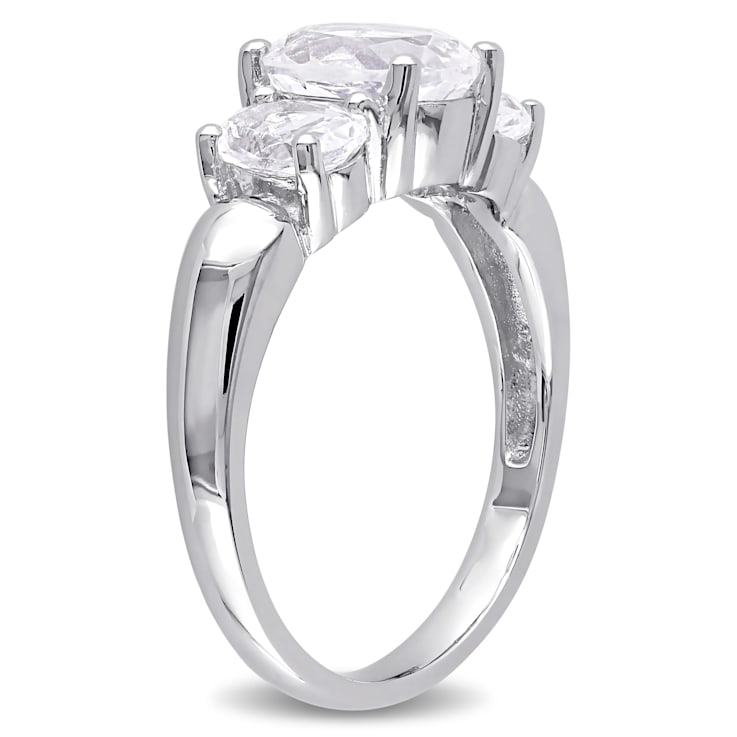 3 1/2 CT TGW Created White Sapphire 3-Stone Ring in Sterling Silver