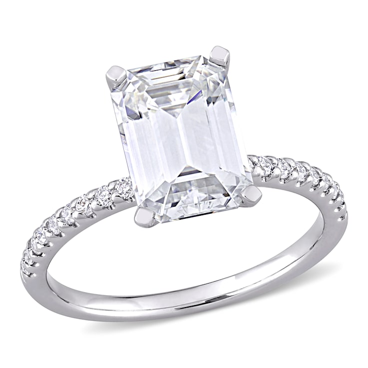 3-1/5 CT DEW Created Moissanite Engagement Ring in 10K White Gold