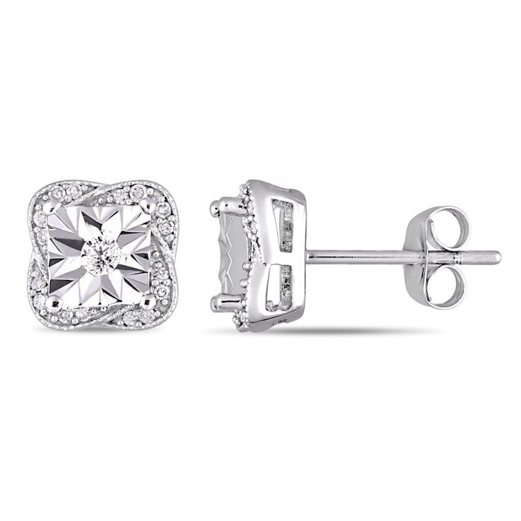 1/6 CT TW Diamond Stud Earrings in 10k White Gold