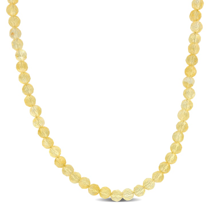 9 3/8ctw Citrine Beaded Necklace in Yellow Plated Sterling Silver