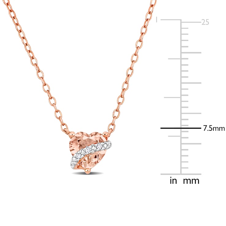 5/8 CT TGW Morganite and Diamond Accent Heart Swirl Necklace in Rose
Plated Sterling Silver