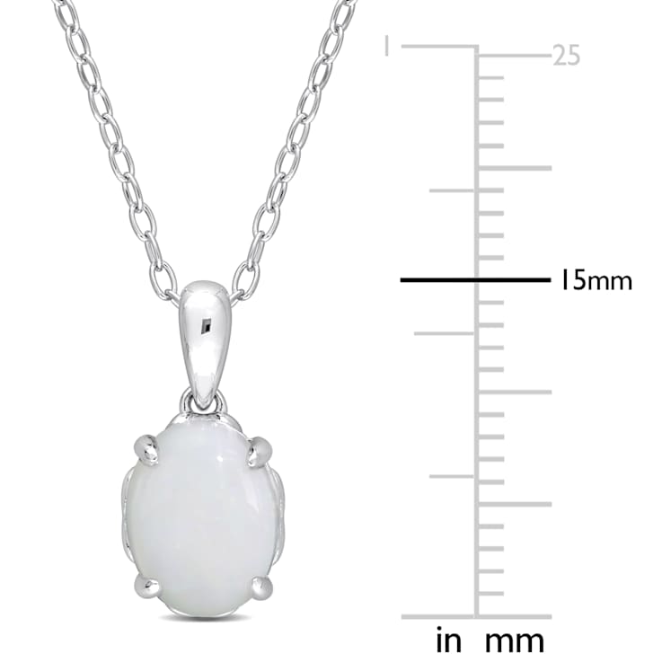 1 CT TGW Opal Solitaire Pendant With Chain in Sterling Silver
