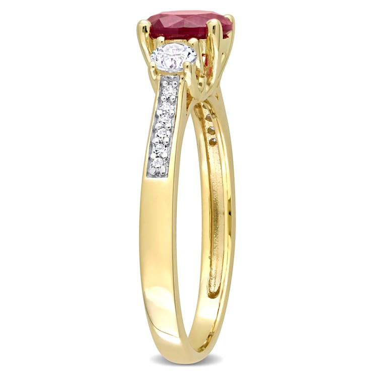 1 1/3 CT TGW Created Ruby, Created White Sapphire & Diamond