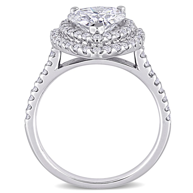 2-5/8 CT DEW Created Moissanite Double Halo Engagement Ring in 10K White Gold