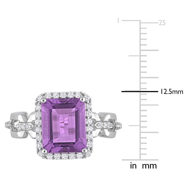 3 1/2 CT TGW Amethyst and Topaz Halo Link Ring in Sterling