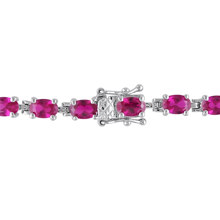 16 1/2 CT TGW Created Ruby Bracelet in Sterling Silver