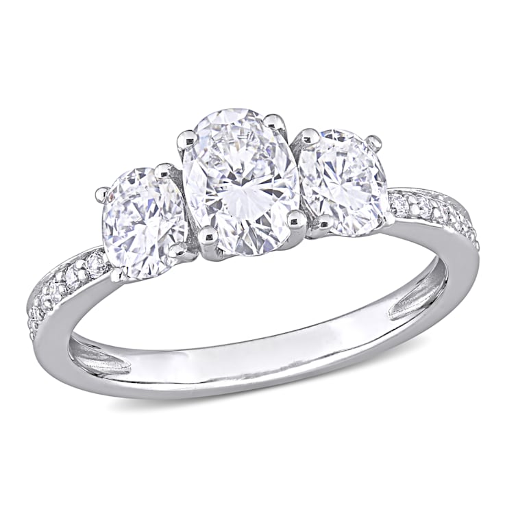 1-4/5 CT DEW Created Moissanite 3-Stone Engagement Ring in 10K White Gold