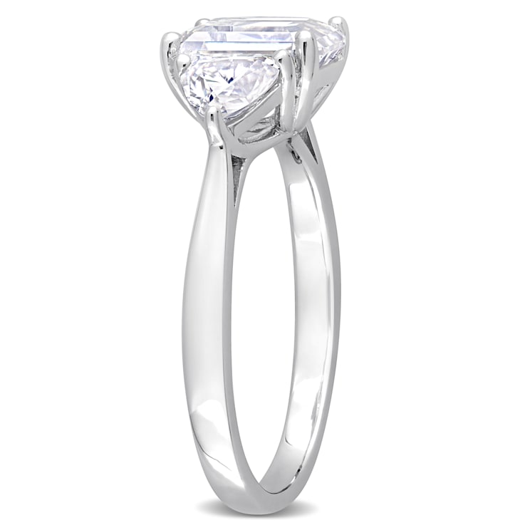 2 3/4 CT TGW Created Moissanite 3-Stone Ring in Sterling Silver