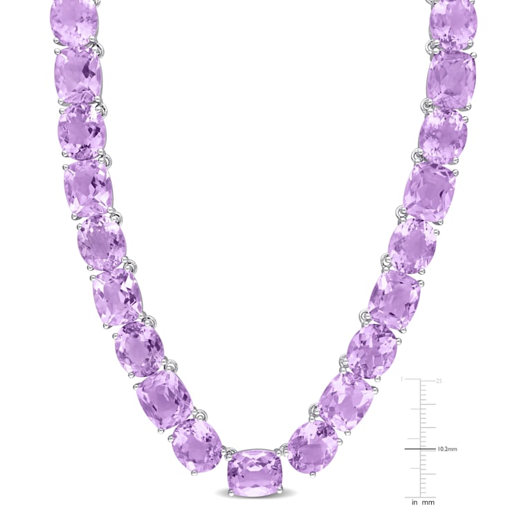 166 1/2 CT TGW Rose de France Tennis Necklace in Sterling Silver