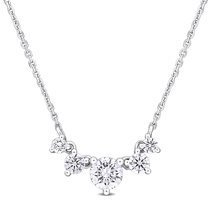 5/8ctw Lab-Grown Diamond 5-Stone Necklace in 14K White Gold