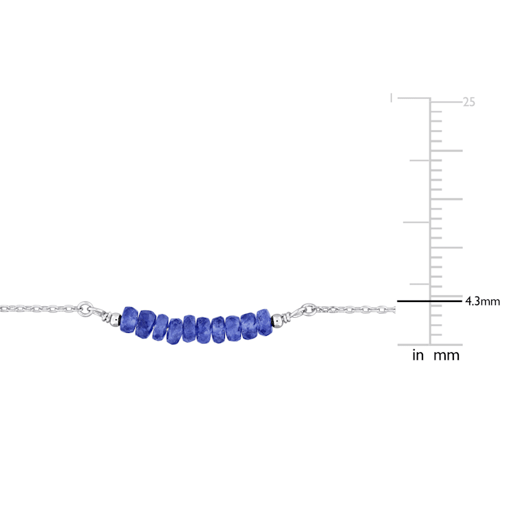 4/5 CT TGW Blue Sapphire Bead Bar Bracelet in Sterling Silver