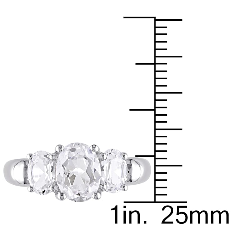 3 1/2 CT TGW Created White Sapphire 3-Stone Ring in Sterling Silver