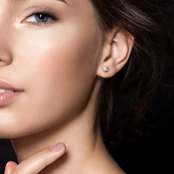 1 CT TW Lab-Grown Diamond Martini Style Stud Earrings in 14K White Gold